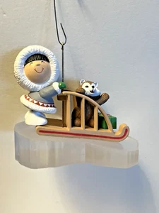 HALLMARK COLLECTOR'S SERIES FROSTY FRIENDS 1989 #10 ESKIMO HUSKY DOG SLED - Picture 1 of 3