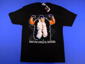 CAMICIA VINTAGE WWF HOLLYWOOD HULK HOGAN TAGLIA LARGE CON ETICHETTE 2002 WWE MANIA POSTERIORE - Foto 1 di 4