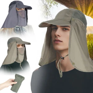 Foldable Fishing Hat Sun Cap Breathable UV Protection with Face Mask Neck Flap - Picture 1 of 14
