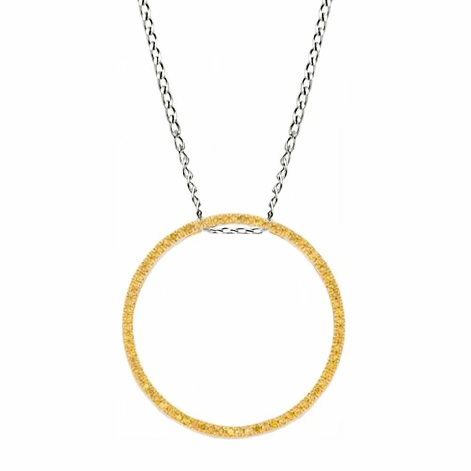 0,37 quilates Colgante círculo grande apilable enchapado en oro amarillo de 10 quilates con diamantes reales Foto 1 de 1