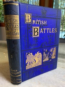 Antikes viktorianisches verziertes geprägtes vergoldetes Buch BRITISCHE SCHLACHTEN ZU LAND & SEE! - Bild 1 von 24