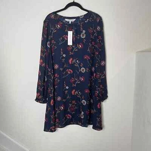 NWT Cupcakes and Cashmere Gypsy Soul Long Sleeve Floral Dress Size L Navy & Red - Picture 1 of 8