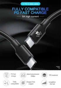 Câble de Charge USB 3.1 USB-C vers USB-C 100W 5A Charge Rapide 1m (3,3ft) - Photo 1 sur 9