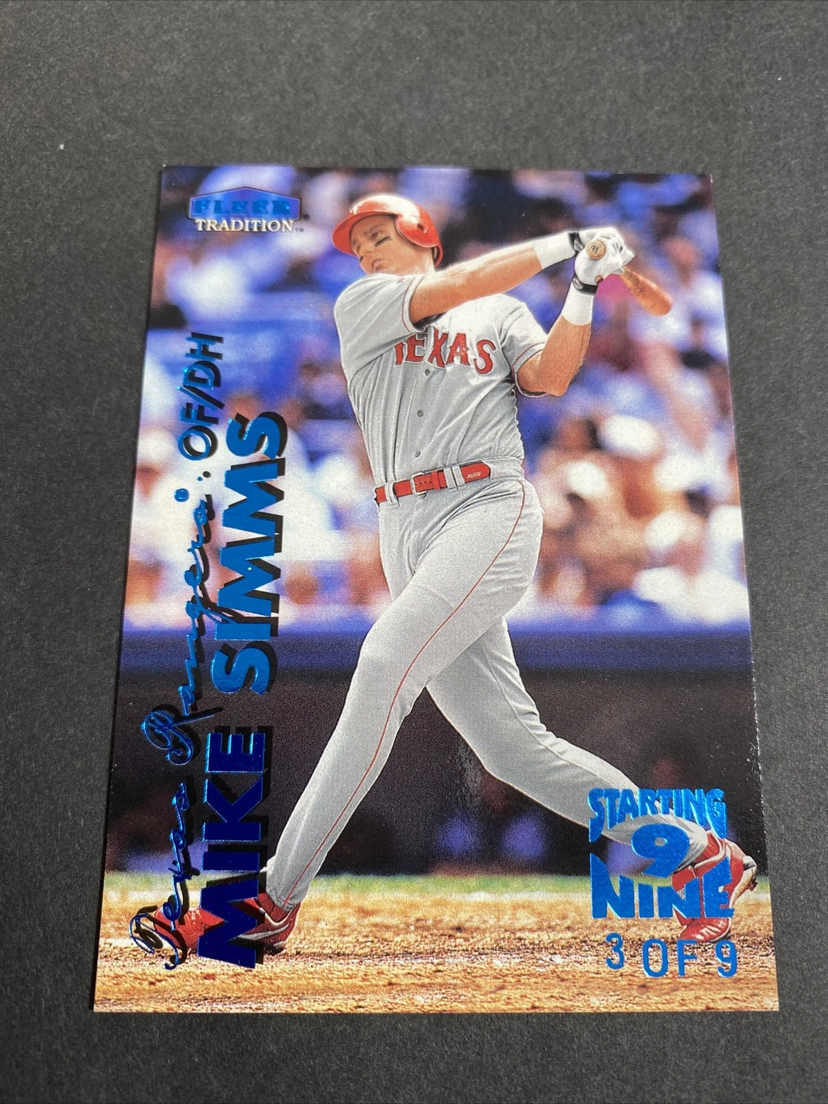 1999 Fleer Tradition STARTING NINE 9  Mike Simms Card # 544S Serial  #3/9