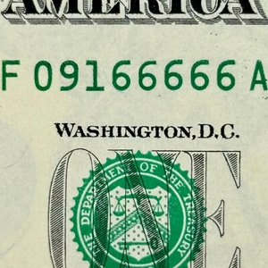 Five in Row 6s Trailing Flipper UNC Dollar ...66666 CU Fancy Serial Number $1 - Picture 1 of 3