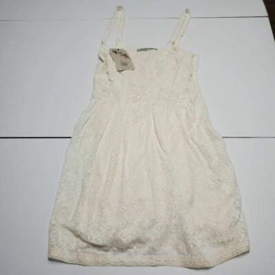 Zara TRF Collection Girls A-Line Dress Off White Floral Lace Sleeveless S New - Image 1 of 4