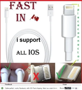 Cable Cord 8pin to USB FOR iphone 11 X 8 7 6 5 SE ipod all ios sync chargeur ! - Photo 1 sur 3