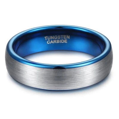 Alianza de boda de carburo de tungsteno de cara cepillada de 6 mm anillo de promesa de moda Foto 1 de 4