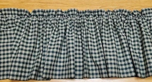 Country Primitive Green & Tan Plaid Homespun Valance 68" x 14" Kitchen Curtain - Picture 1 of 4