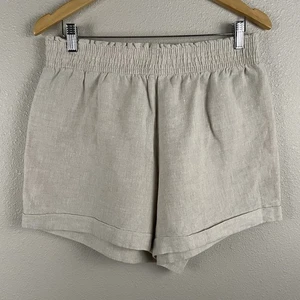 Reformation Womens XL 100% Linen Beige Neutral Elastic Waist Pull On Short  - Picture 1 of 4