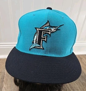 Vintage Florida Marlins New Era 5950 Fitted Hat Size 7 1/8 Wool Made In USA 90s - Picture 1 of 12
