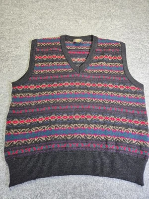 Cross Country Traders Wool Sweater Vest Mens L Fair Isle Knit  V Neck - Image 1 of 4