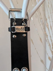 Belt Mudd Black Leather  Double Circle 36" Long 1" 3/8 Wide Vintage  - Picture 1 of 5