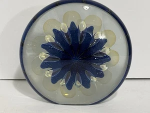 Eickholt Seeanemone Kunst Glas Briefbeschwerer Kobalt mundgeblasen signiert 1997 - Bild 1 von 6