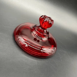 Vintage Wikinger Glas Rubinrot Bonboniere Deckel NUR 6 Blütenblätter Epic Line Mid Century - Bild 1 von 8