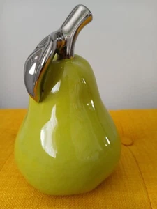 Glazed Green Ceramic Pear Ornament / Home Decor - Perfect Condition - Picture 1 of 11
