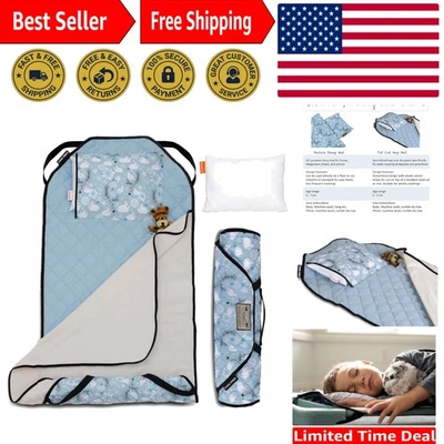 Alfombra para siestas todo en uno para niños pequeños con almohada lavable y acogedora manta polar - edades 2-5 Foto 1 de 4