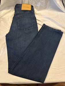 CALVIN KLEIN Dark Wash Faded Blue 29X30 STANDARD STRAIGHT Fit Mens Stretch Jeans - Picture 1 of 21