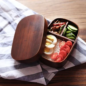Japan-style Vintage Wooden Bento Child Lunch Box Lunch Box Lunchbox Vesperbox - Picture 1 of 15