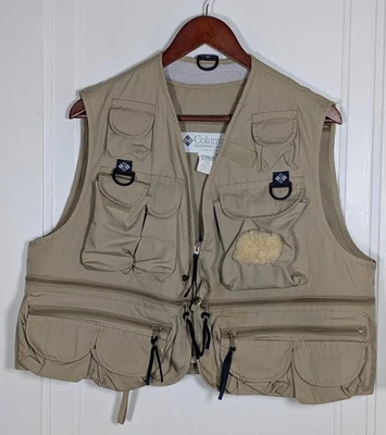 Chaleco de pesca con mosca Columbia PFG de colección con cremallera completa para hombre talla grande de colección años 80 90 Foto 1 de 4