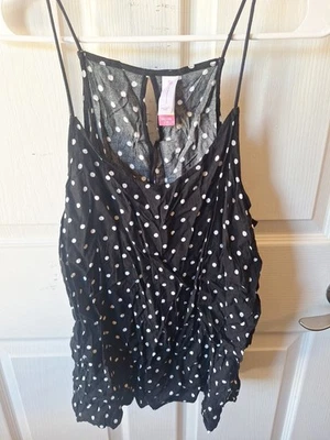 No Boundaries Junior Tank Top Sz XXL  (19) Black White Spaghetti Strap Polka Dot - Image 1 of 4