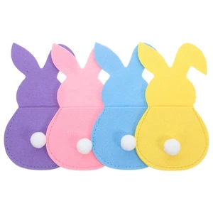 4 Pcs Osterhasen-Geschirr Besteckbeutel Aus Filz Hasen-Besteckbeutel - Bild 1 von 12
