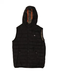 JACK & JONES Mens Hooded Padded Gilet UK 38 Medium Black Nylon VJ05 - Picture 1 of 3