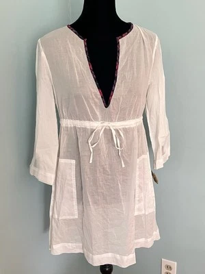 NUEVO CON ETIQUETAS Converse One Star Natación Cubre M Blanco Profundo Cuello en V Bolsillos Foto 1 de 4