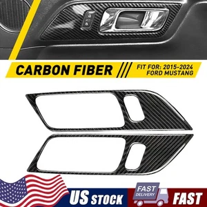 Carbon Fiber Interior Door Handle Trim Cover Fit for Ford Mustang 2015-2019 - Picture 1 of 12