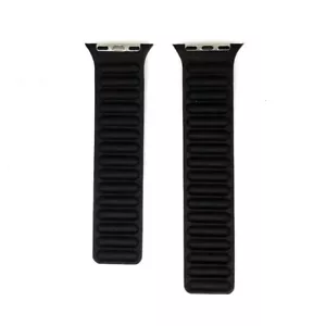 Black PU Leather Link Magnetic Band Strap For Apple Watch 40/41/42/44/45/49mm - Picture 1 of 12