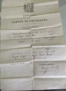 “Canton de Neuchatel” Document dated 1870 - Foto 1 di 1