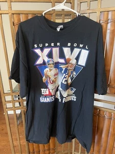 Super Bowl XLVI Giants vs. Patriots Manning & Brady T-Shirt Adult XXL - Picture 1 of 10