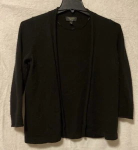 Charter Club Luxury 100% Cashmere Women’s Open Front Sweater Size Small Black - Picture 1 of 7