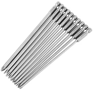 Magnetic PH1 PH2 Screwdriver Power Drill Bit Set 50-200mm Long Philips 1/4" Hex - Picture 1 of 41