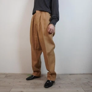 Zegna Linen Slack Pants Men’s 50/US 40 Camel Casual Formal Vintage Italy - Picture 1 of 9