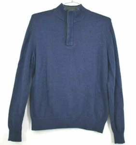 Grayson & Dunn Men's Medium Cotton Navy Blue 1/4 Zip Button Pullover Sweater - Picture 1 of 6