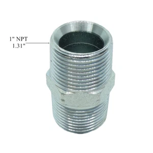1" x 1" Male NPT Hex Nipple Plated Steel Hydraulic Adapter Fitting - Picture 1 of 1