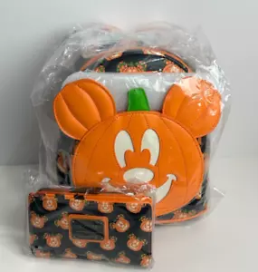 Loungefly Disney Mickey O Lantern Pumpkin Glow In The Dark Mini Rucksack Geldbörse - Bild 1 von 10