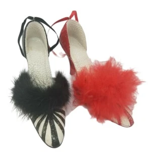 Christmas Tree Shoe Sandal Pump Ornaments Red and Black Striped - Picture 1 of 8