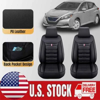 2x For Nissan LEAF 2020-2024 Black Front Seat Cover Protector PU leather LH & RH — 第 1/4 张图片