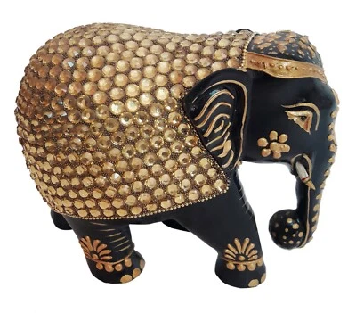 Elefante de madeira feito à mão abelhas esculpidas trabalho elefante exclusivo indiano arte doméstica - Imagem 1 de 4