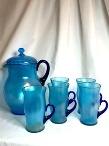 Fenton Celeste Blau Stretch Kunst Glas Limonade Set - Bild 1 von 3