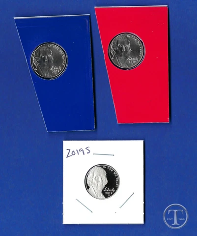 2019 PDS PD BU and S Proof Jefferson Nickel Set - P and D in Mint set Plastic Cover