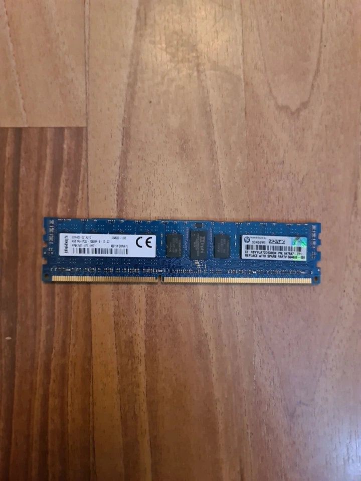 Kingston 4GB 1RX4 PC3L--10600R-9-12-C2 HP647647-071-HYE Server Memory Ram - Image 1 of 4