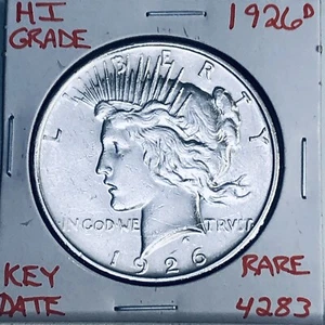 1926 D PEACE SILVER DOLLAR HI GRADE GENUINE U.S. MINT RARE KEY COIN 4283 - Picture 1 of 3