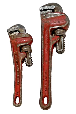 2-VINTAGE RIDGID 6"  & 8'' PIPE WRENCH TOOL USA - Image 1 of 2