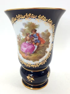 VTG 70’s Veritable Limoges Fragonard France Cobalt Blue/Gold 7” Tall Vase - Picture 1 of 9