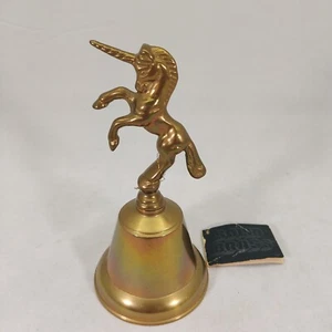 Vintage Solid Brass 5-inch Unicorn Bell from Montgomery Ward with Tag - Picture 1 of 5