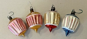 Juego de 4 adornos navideños vintage de vidrio de mercurio Dreidel - Imagen 1 de 5