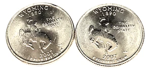 # C563 WYOMING STATEHOOD QUARTERS, P & D from MINT ROLLS - Picture 1 of 2